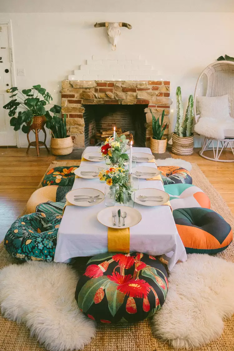 Floor Cushions Boho Dining Room