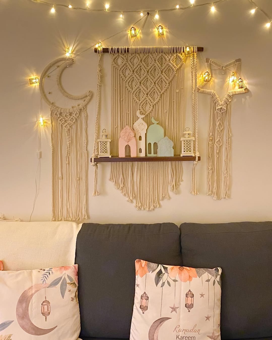 Macramé Wall Hangings in Girly Apartment