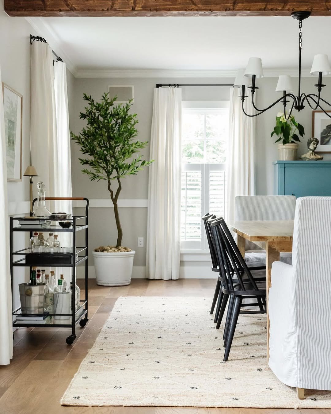 Neutral Color Farmhouse Dining Room