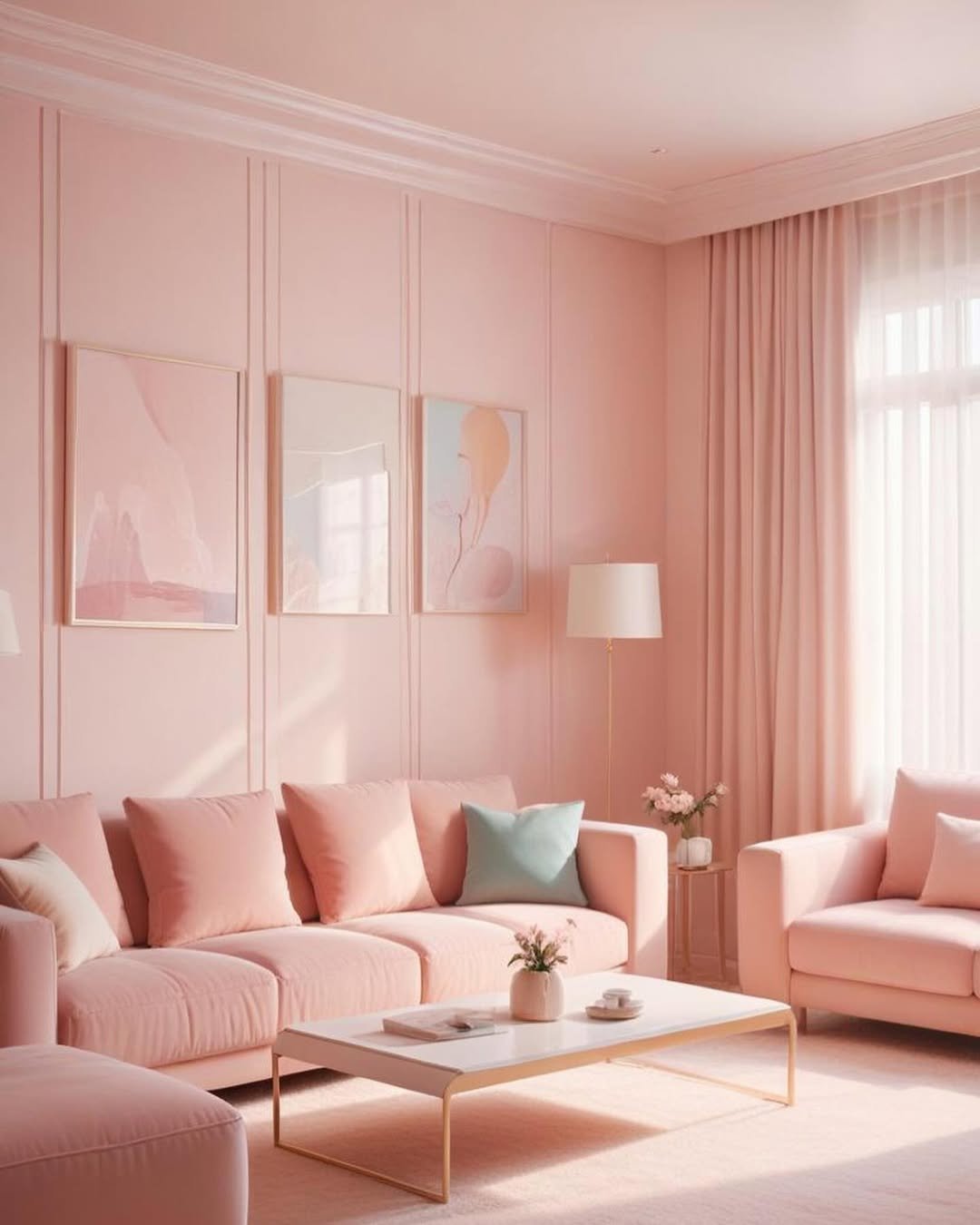 Pink Curtains to Frame the Room
