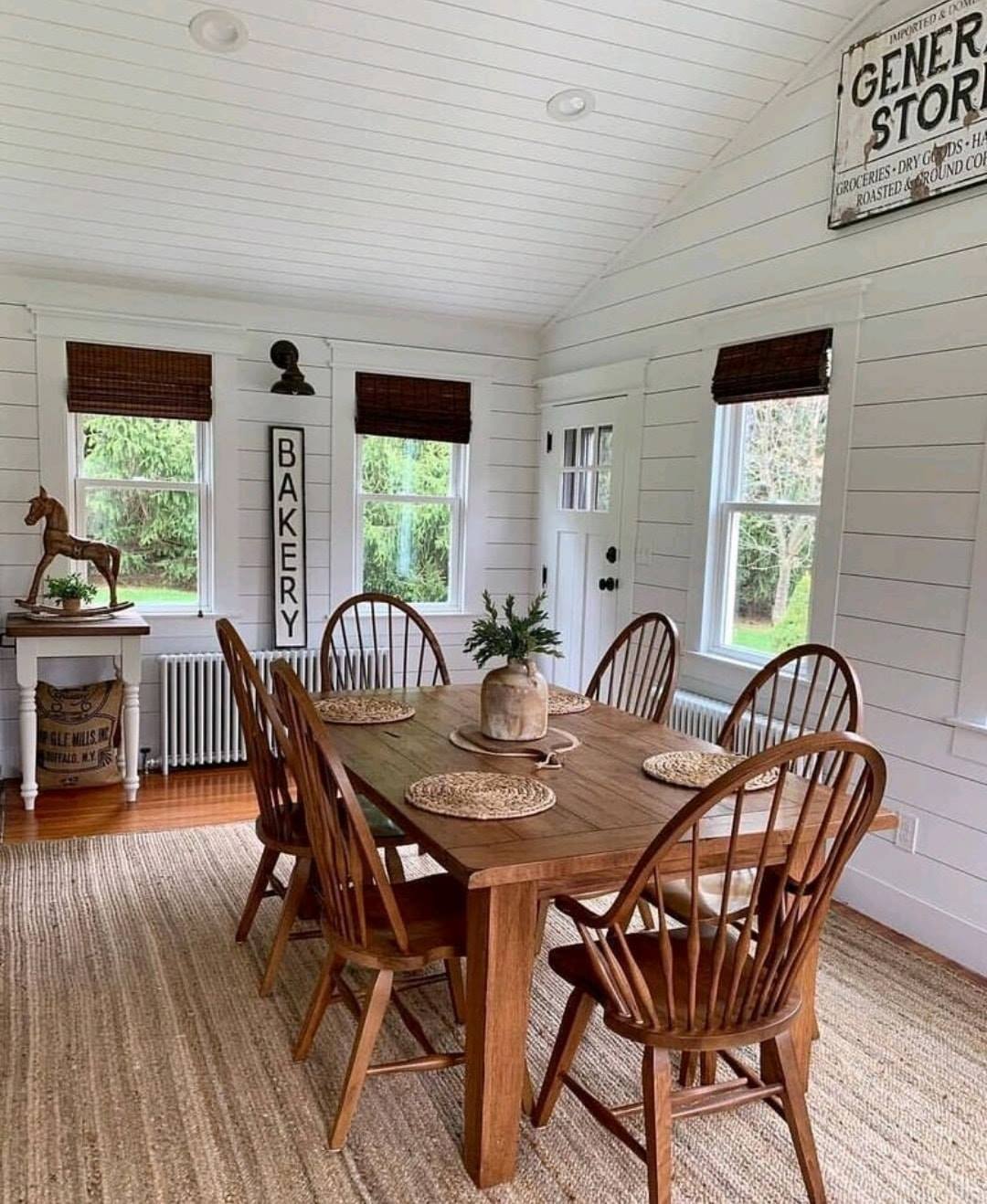 Shiplap Walls Farmhouse Dining Room