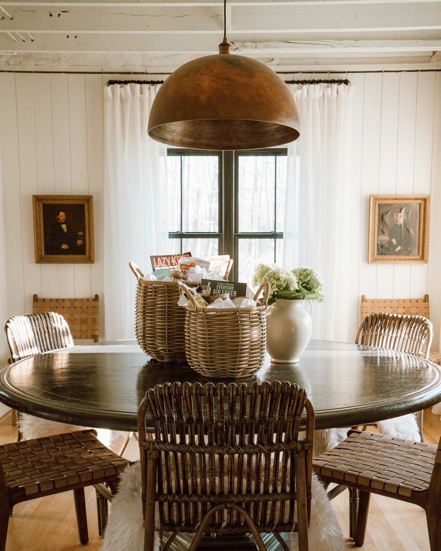 Woven Baskets and Crates Farmhouse Dining Room
