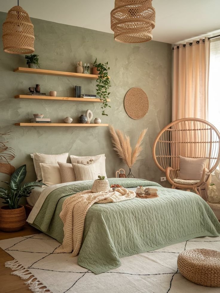 How to Create a Cozy Boho Sage Green Bedroom Oasis - Cozy Lighting for a Relaxing Atmosphere