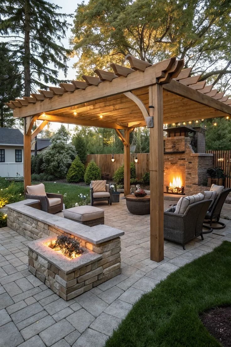 Backyard Fire Pit Ideas Modern Pergola with Fire Pit