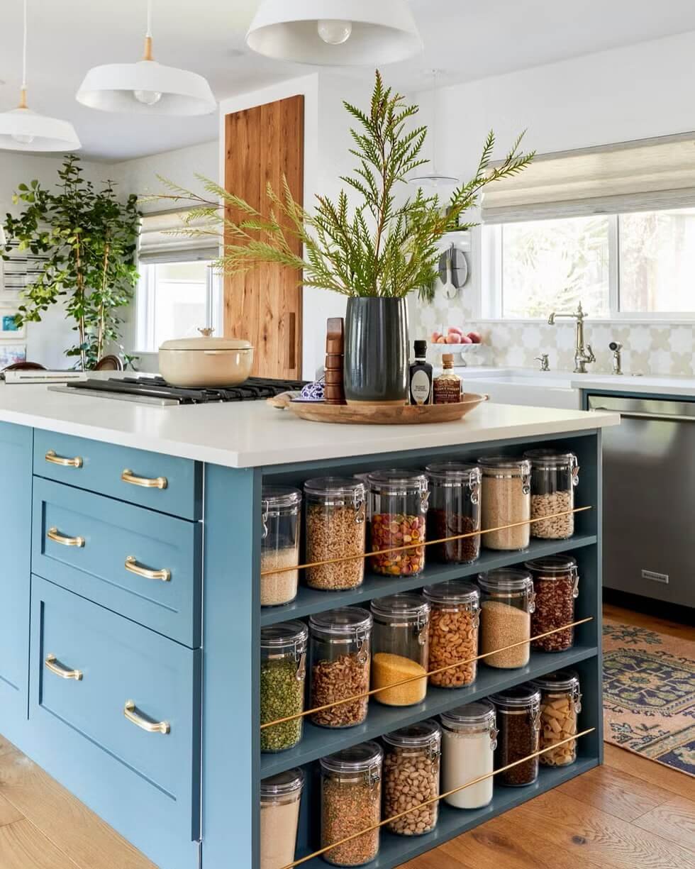 Kitchen Spice Storage Ideas Island-End Spice Station