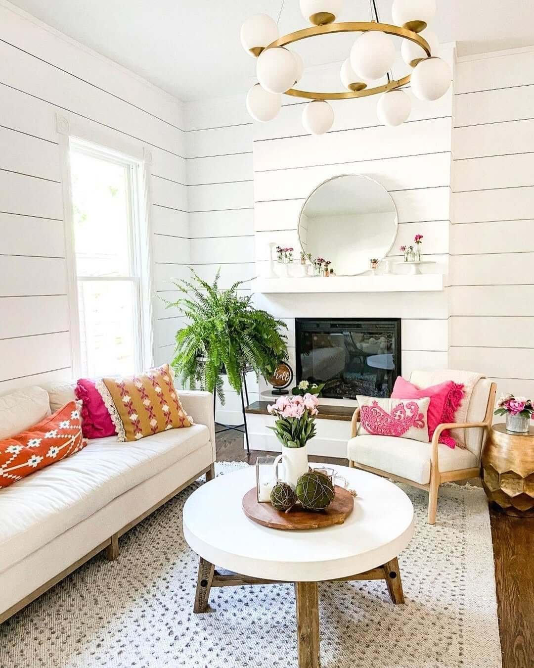 Shiplap Surrounding Modern Farmhouse Fireplace Ideas