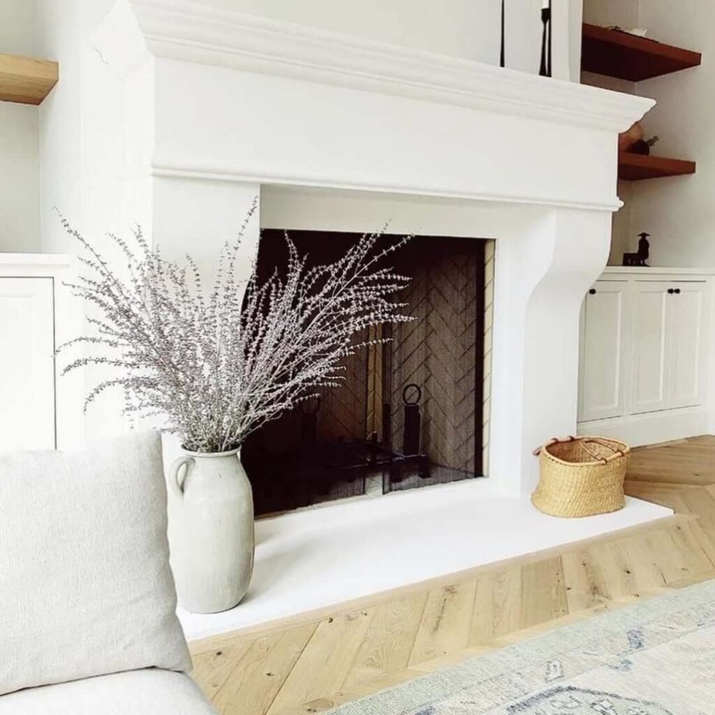 Simple White Mantel Modern Farmhouse Fireplace Ideas