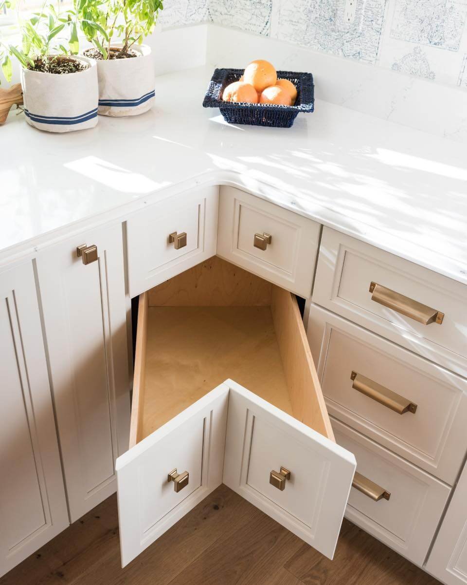Kitchen Spice Storage Ideas Corner Drawer Solution