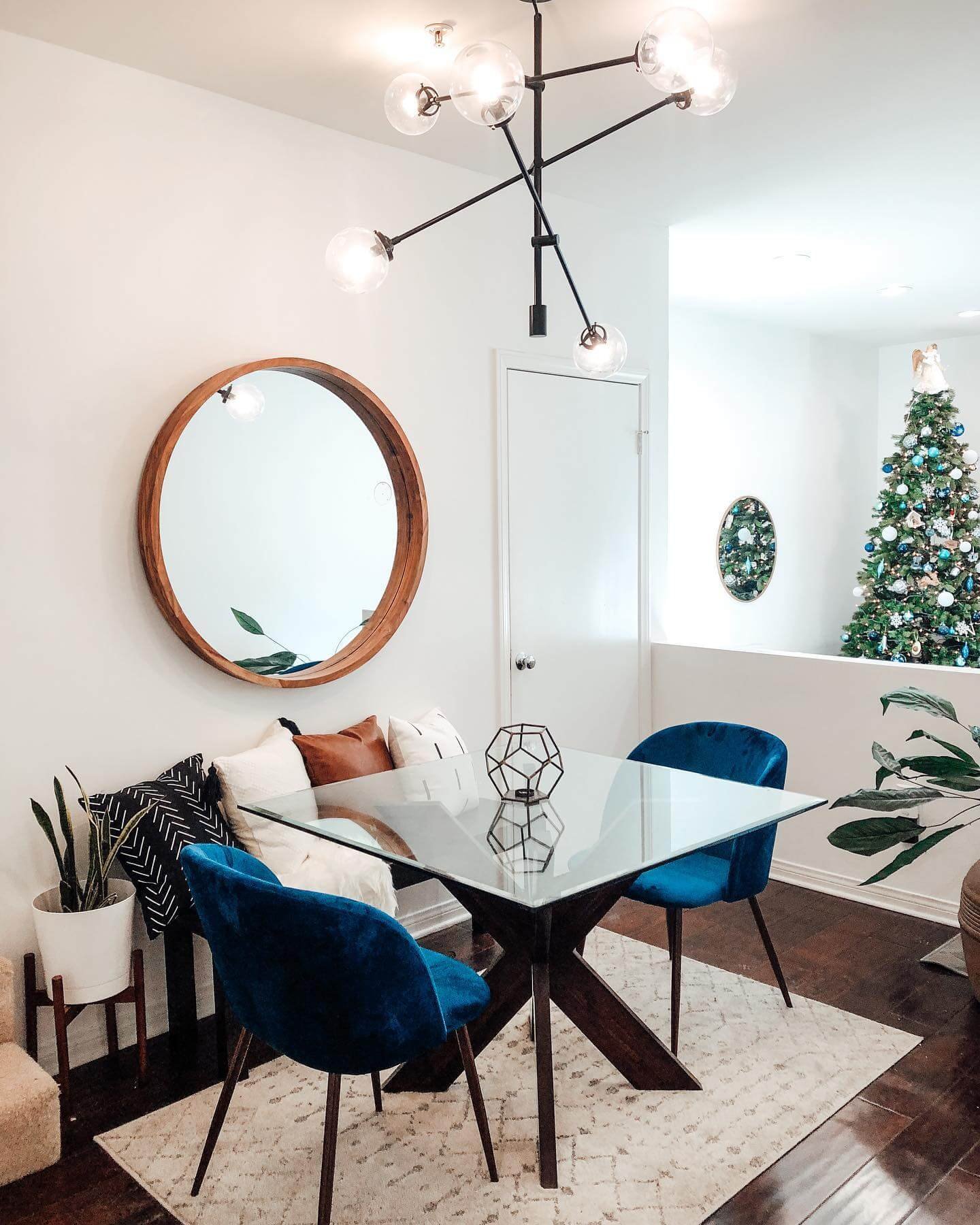 Small Dining Room  Luxe with Velvet and Glass