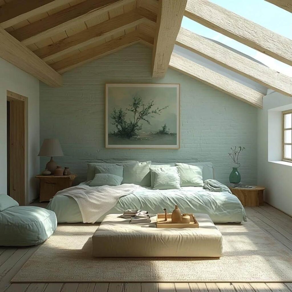 Natural Materials Low Attic Bedroom Ideas