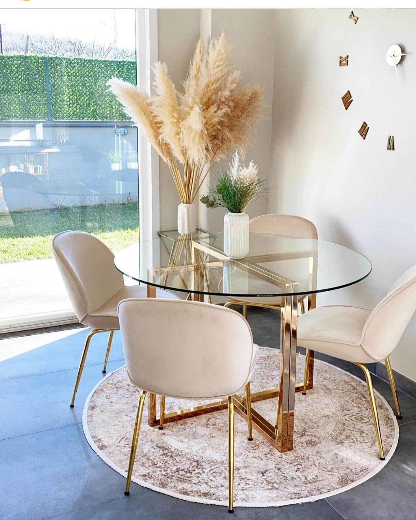 Glamour with Glass and Gold Accents Small Dining Room 