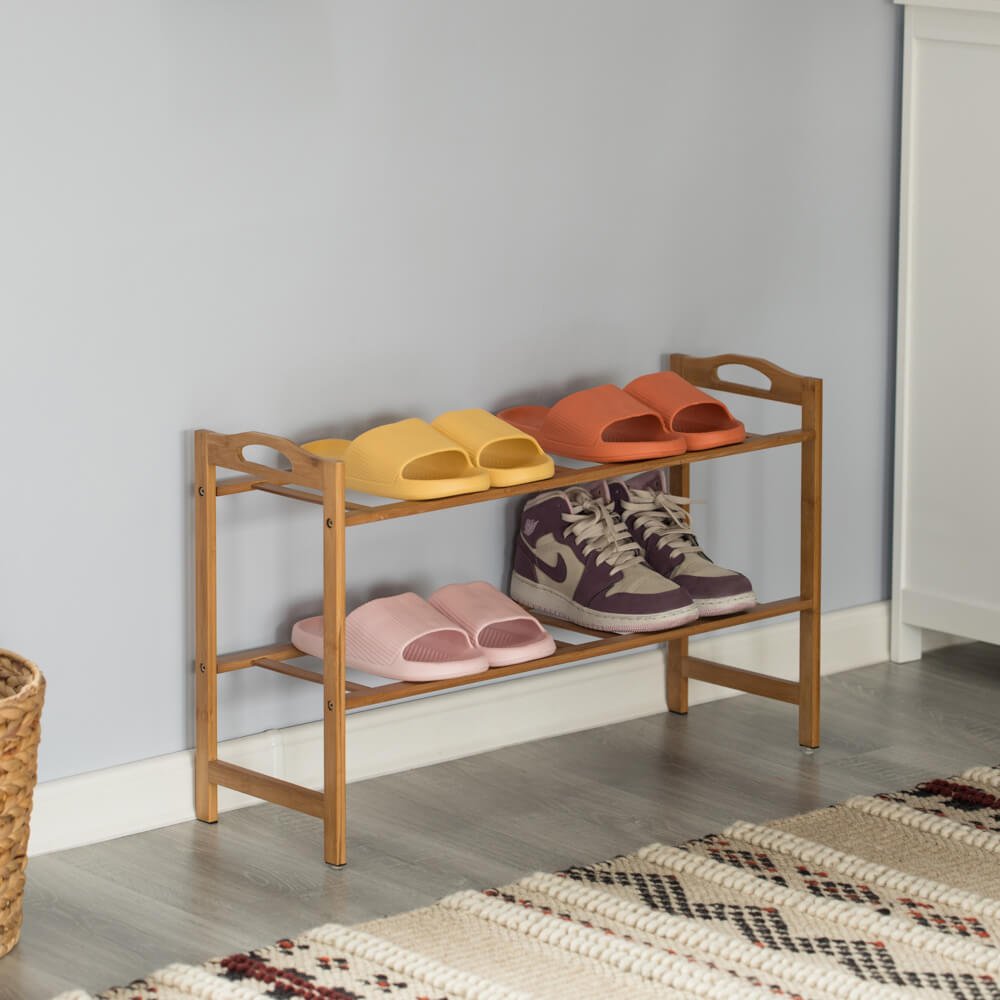 Minimalist Two-Tier Rack Entryway Shoe Storage Ideas
