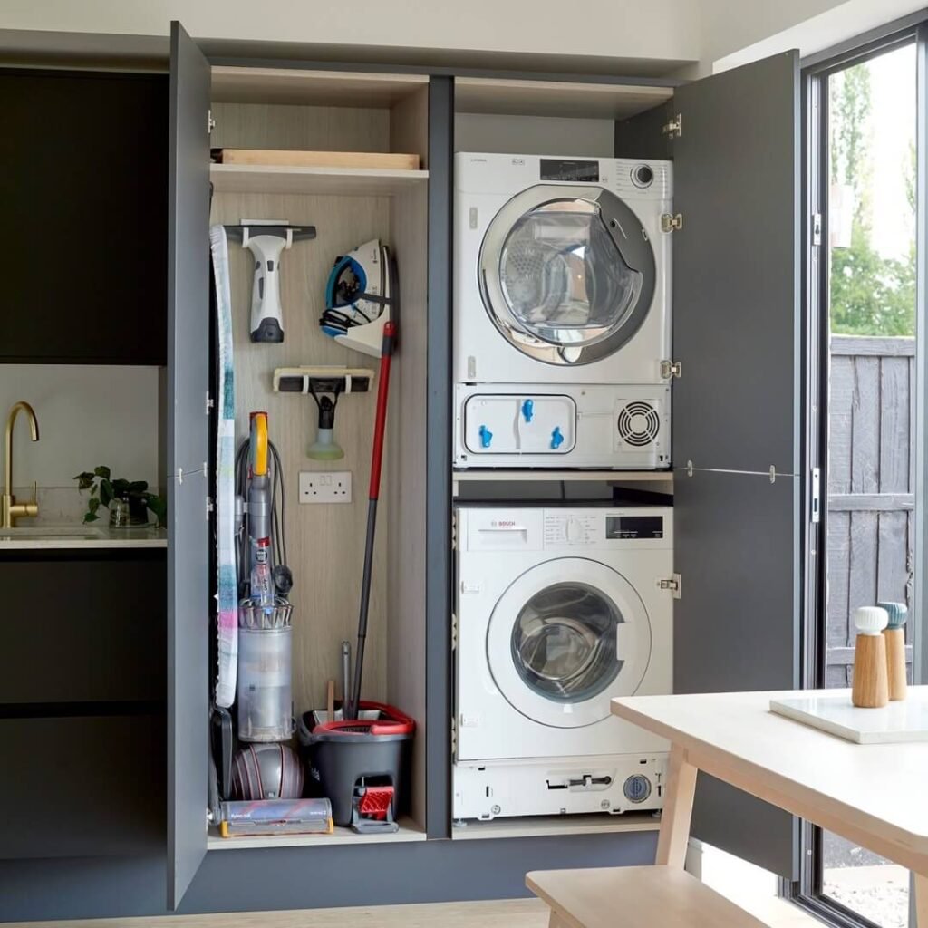 Seamless Appliance Storage Cabinets for Large Utility Room Ideas