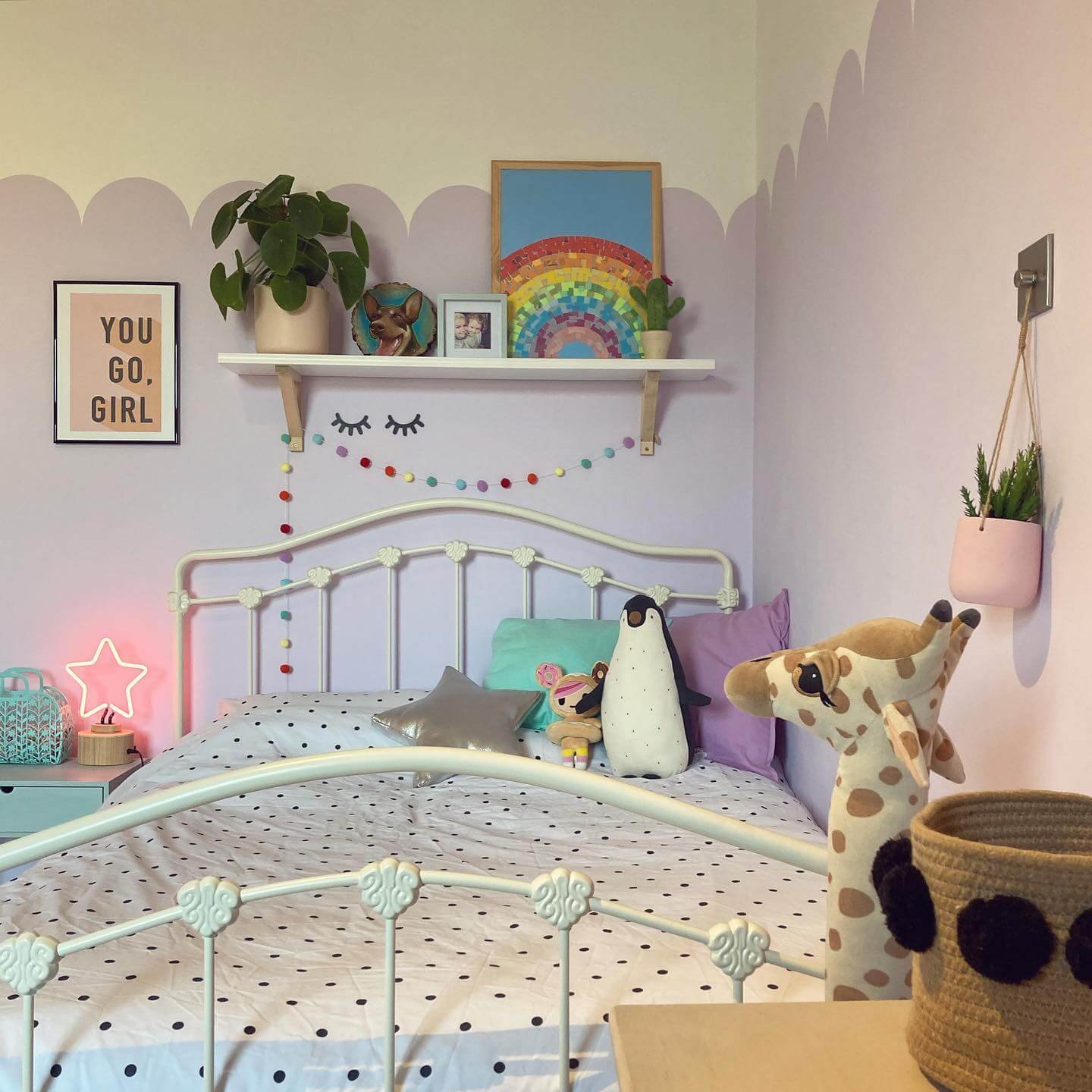 Kids’ Room Organization the Bed with Functional Wall Shelves