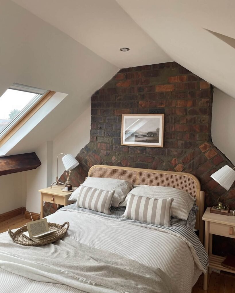 Exposed Brick Low Attic Bedroom Ideas