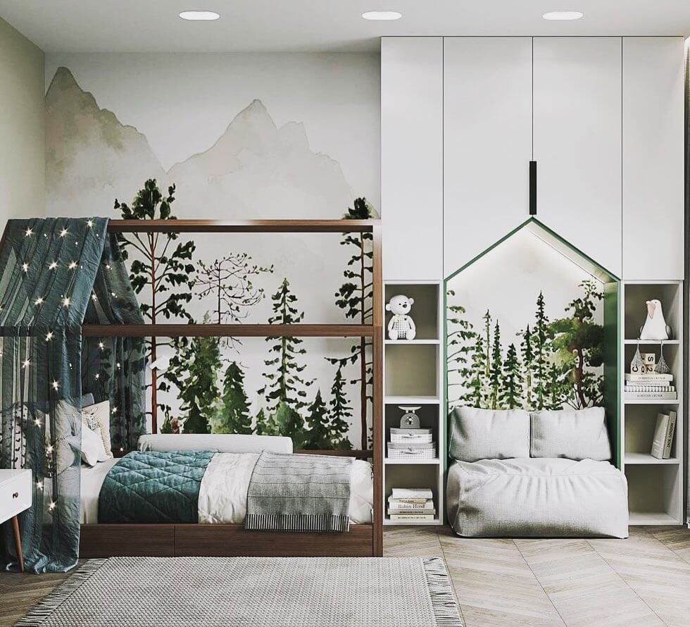 Mountain Forest Bunk  Sage Green Kids’ Bedroom Ideas