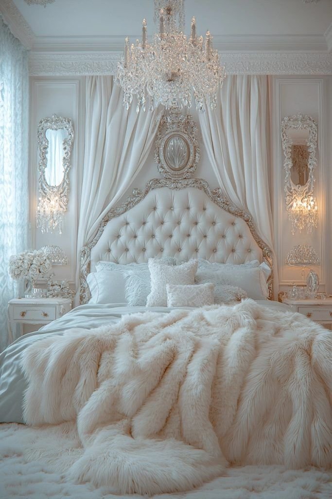 All-White Royal Luxury Bedroom Design