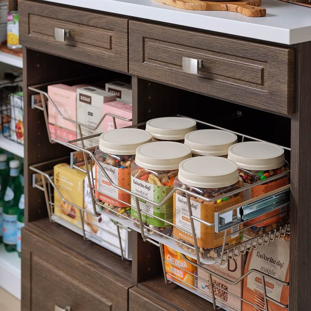 Kitchen Spice Storage Ideas Pull-Out Wire Baskets