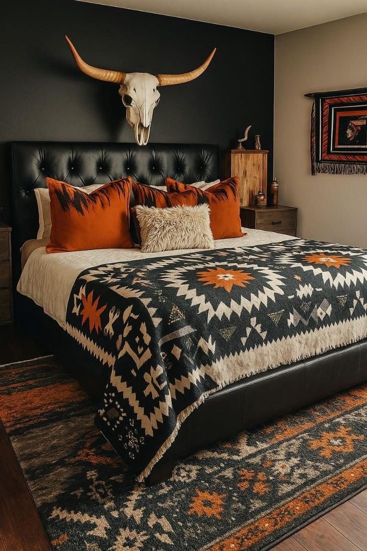Moody Western Bedroom Earthy Tones