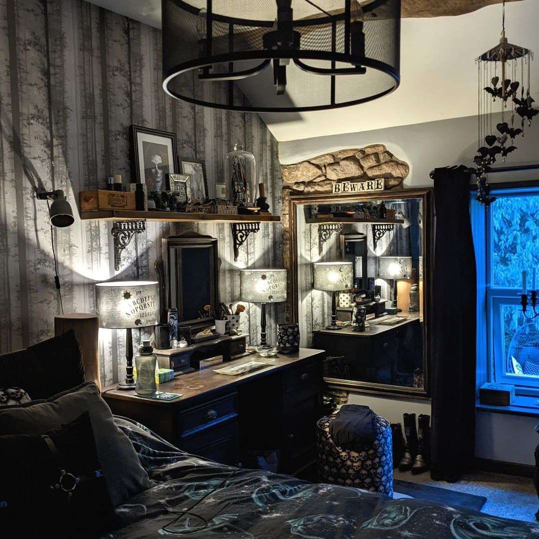 Textured Wall Treatments in Dark Academia Aesthetic Bedroom