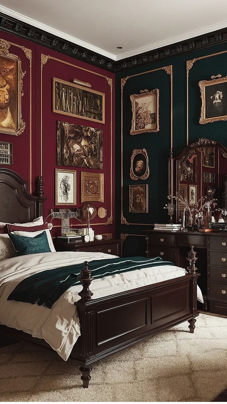 Layered Lighting in Dark Academia Aesthetic Bedroom