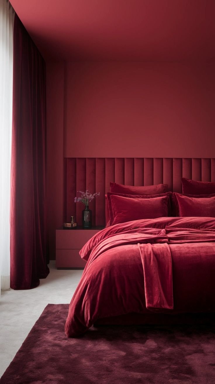 Moody Red Bedroom Artistic Expression