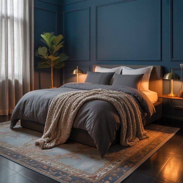 Moody Bedroom Embracing White Walls Warm Tones