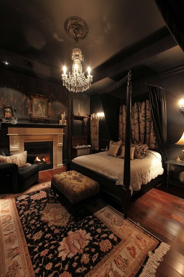  Dark Moody Victorian Bedroom  Statement Lighting