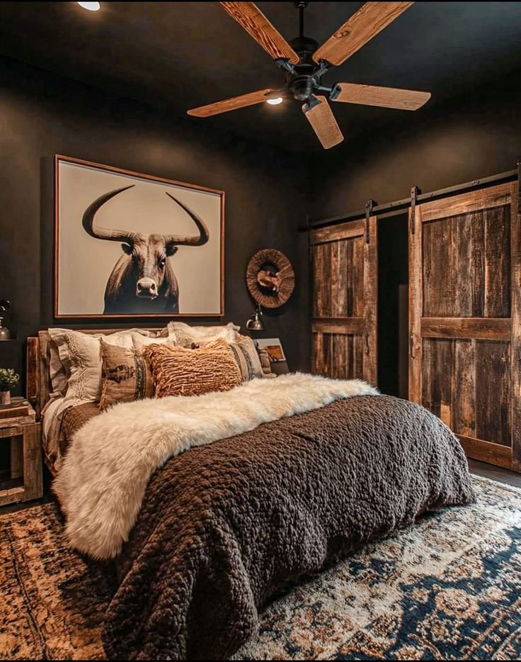 Moody Western Bedroom Cozy Layers