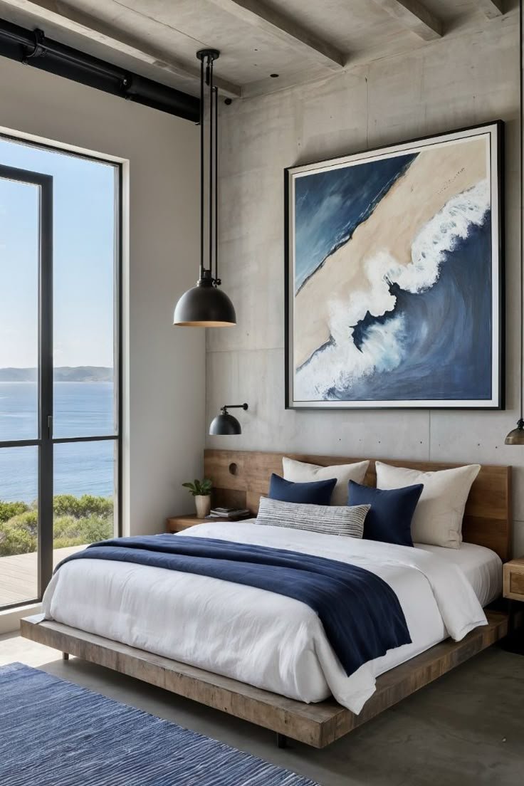 Moody Coastal Bedroom Trend Bold Ocean Blues