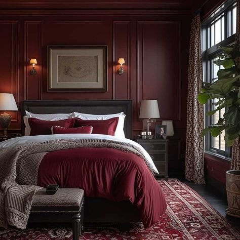 Moody Red Bedroom Classic Elegance