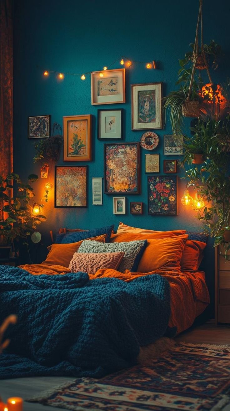 Moody Maximalist Bedroom Inspirations Cozy Corner with Vibrant Textures