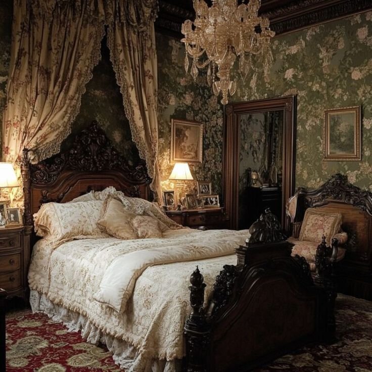  Dark Moody Victorian Bedroom Vintage Mirrors and Artwork