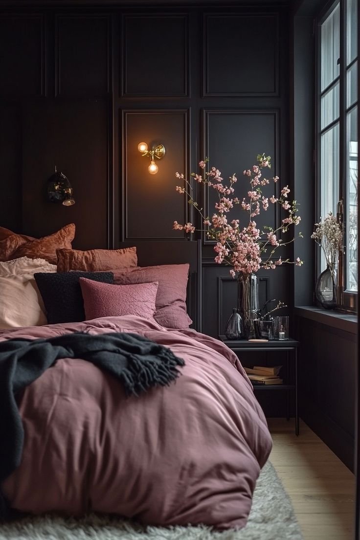 Moody Teen Girl Bedroom Dark Elegance with a Touch of Pink
