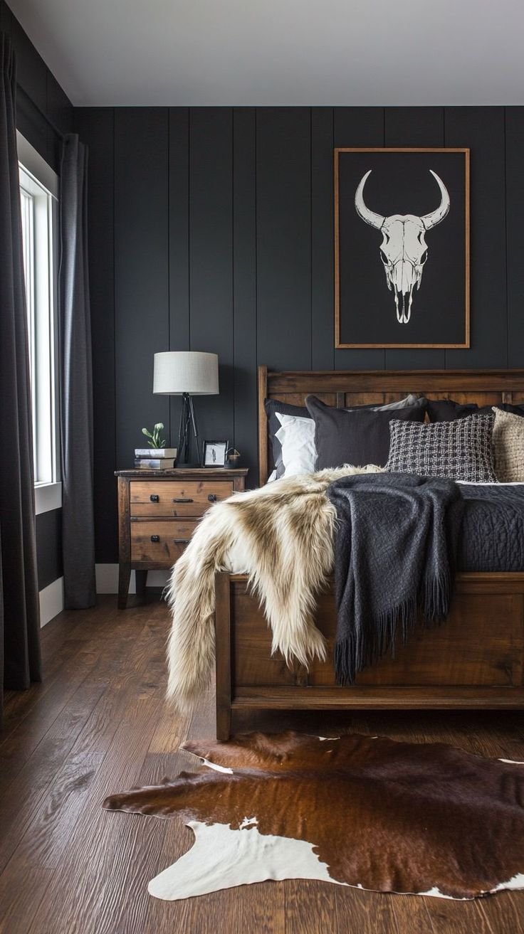 Moody Western Bedroom Rustic Elegance