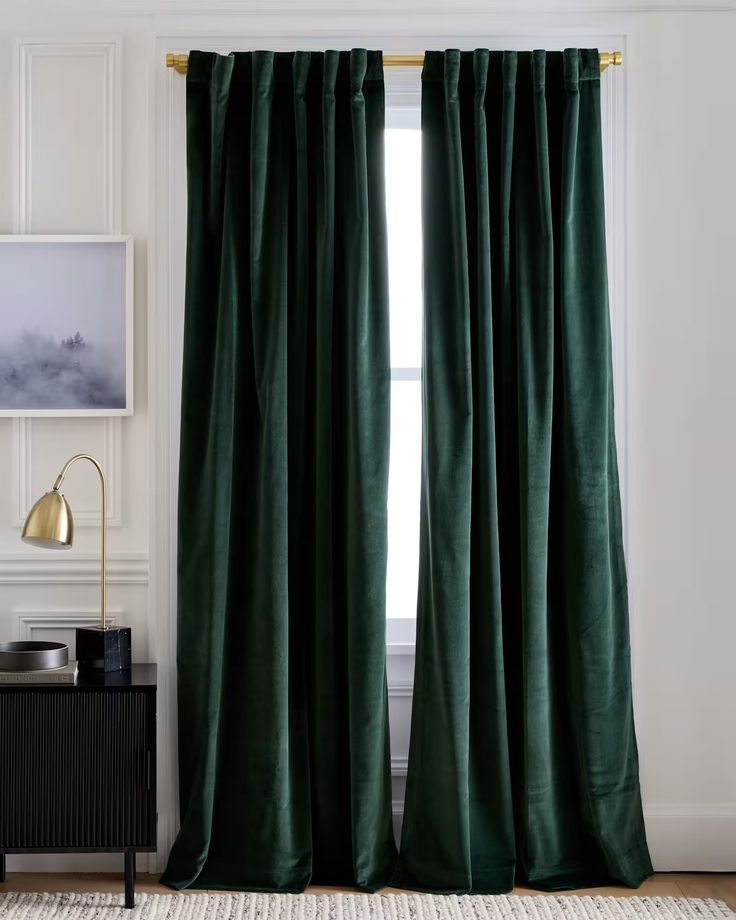 Moody Bedroom Curtains Rich Green Velvet