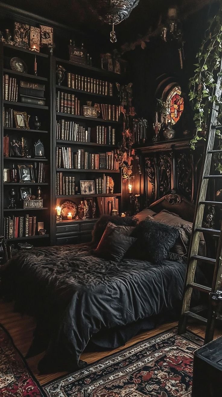 Cozy Reading Nook for Dark Academia Aesthetic Bedroom
