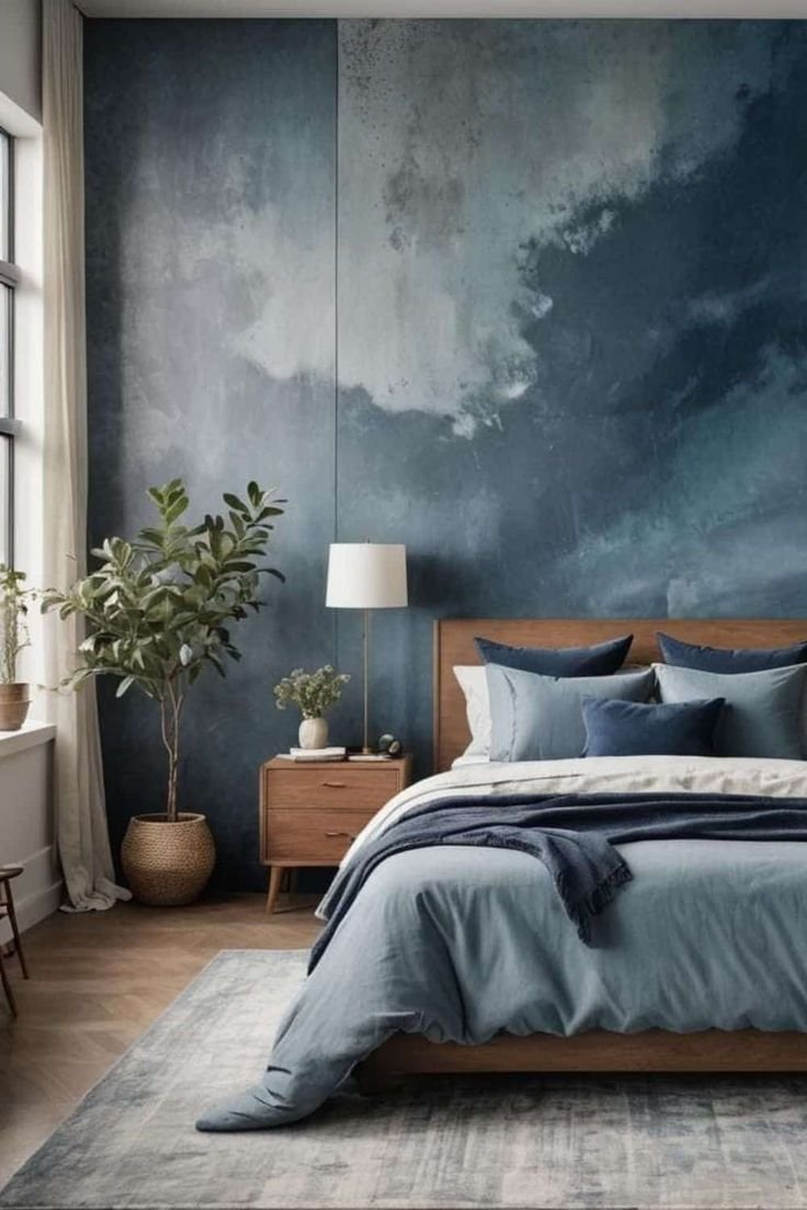 Moody Coastal Bedroom Trend Dark Wood Accents