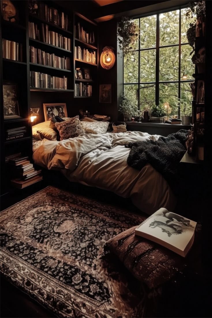 Vintage Color Palette for Dark Academia Aesthetic Bedroom