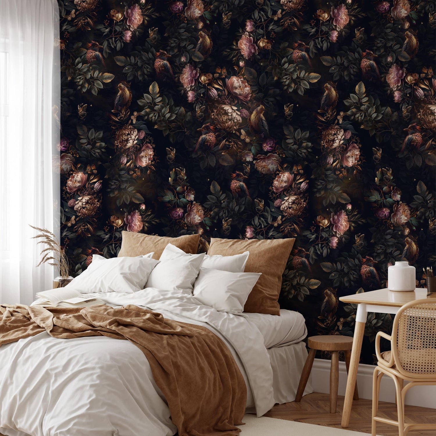 Dramatic Moody Bedroom Wallpaper Designs Rustic Charm