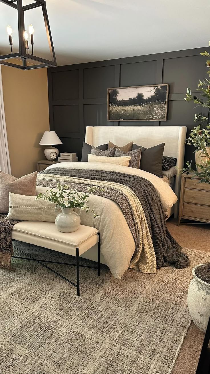 Moody Bedroom Embracing White Walls with Minimalist Elegance