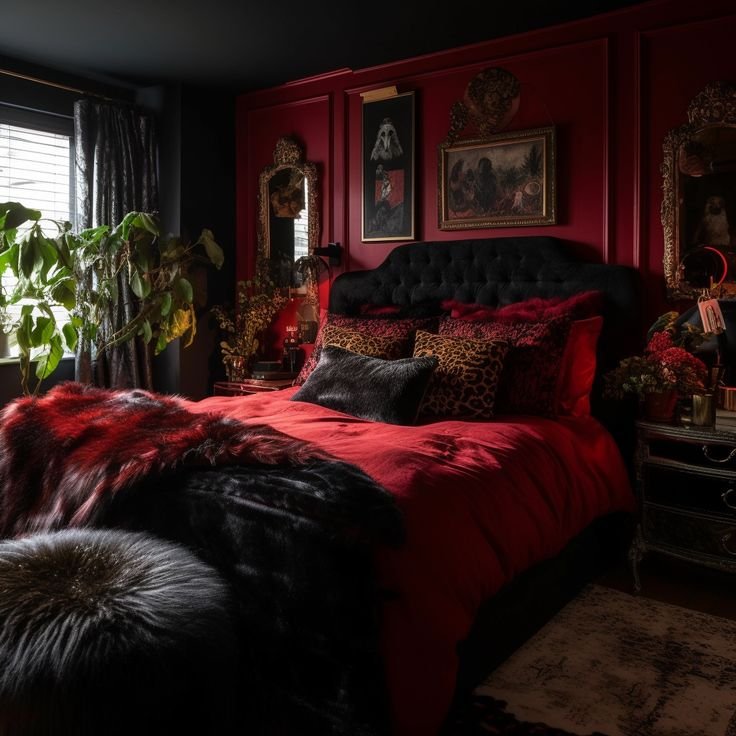 Moody Red Bedroom Romantic Elegance
