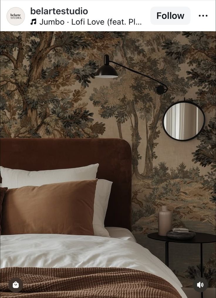 Dramatic Moody Bedroom Wallpaper Designs Rustic Earthy Tones