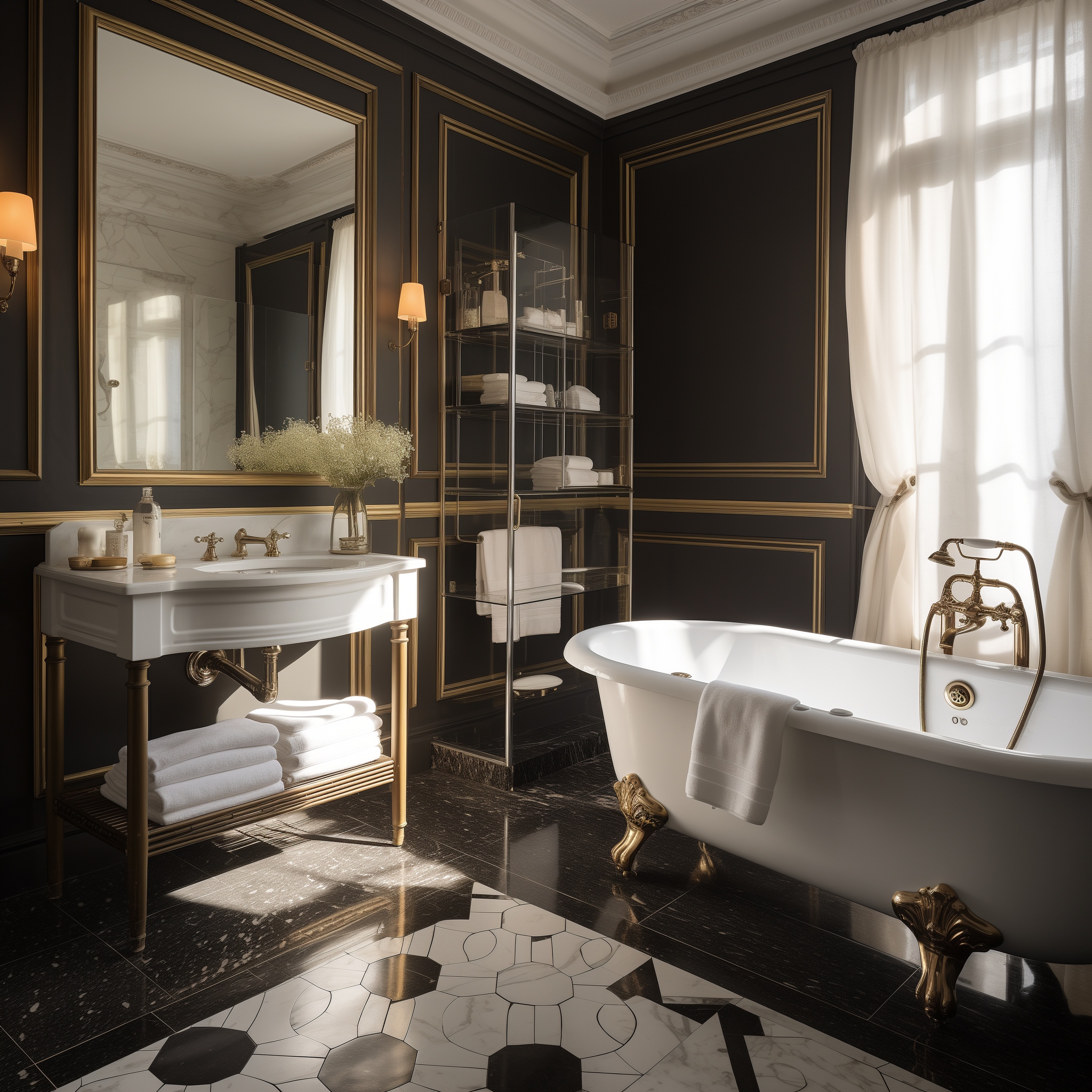 Classic Color Palette for Parisian Bathroom