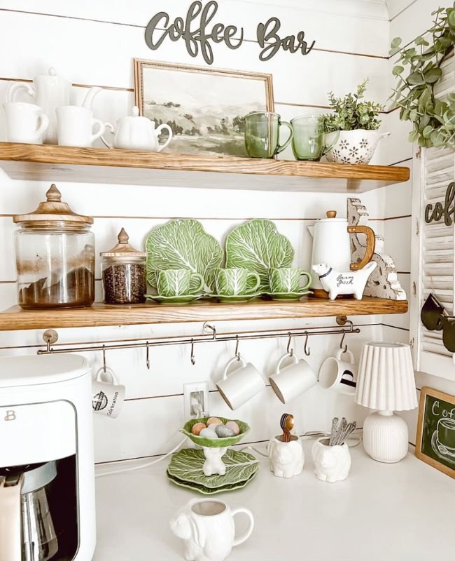 Country Cottage Coffee Setup For Farmhouse Coffee Bar