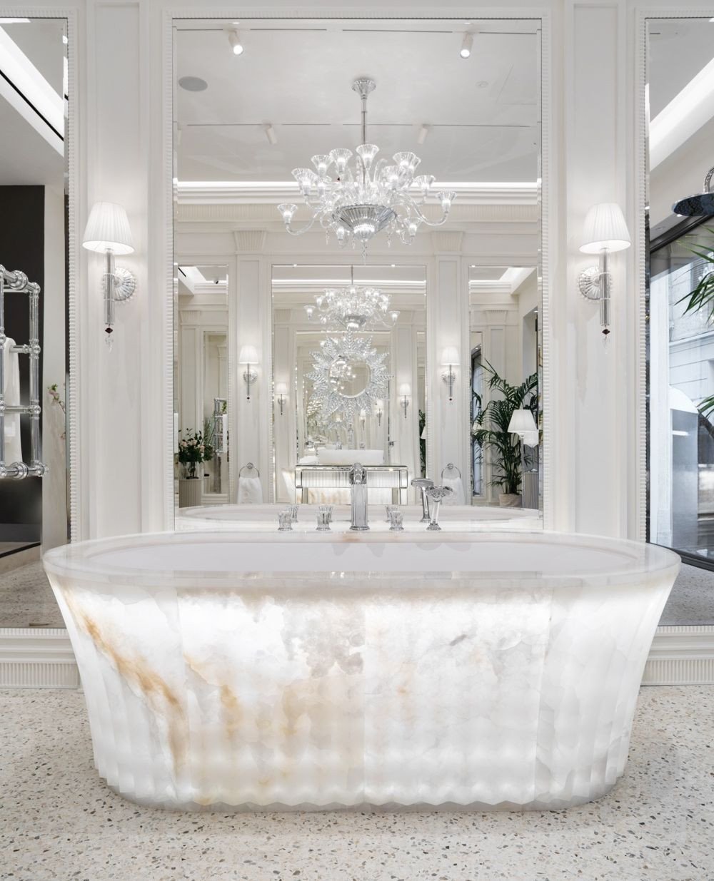 Crystal Chandelier for Parisian Bathroom