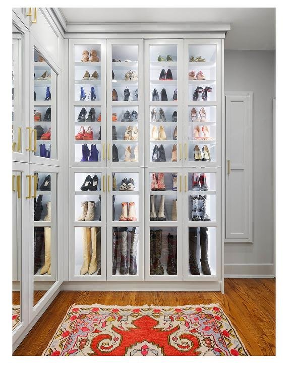 Glass-Front Shoe Display Cases for Shoe Storage