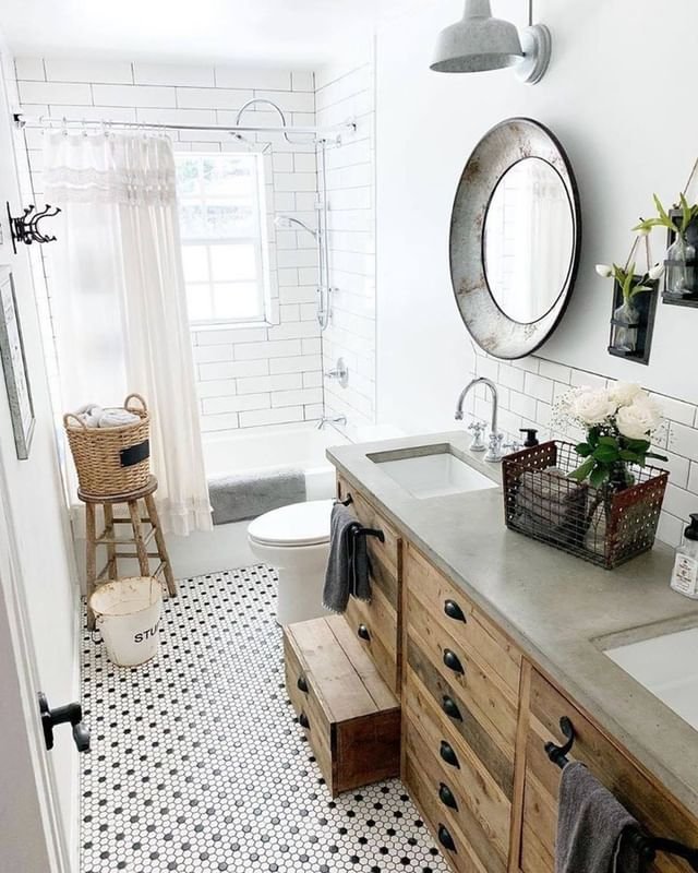 Iron or Brass Fixtures for French Farmhouse Bathroom