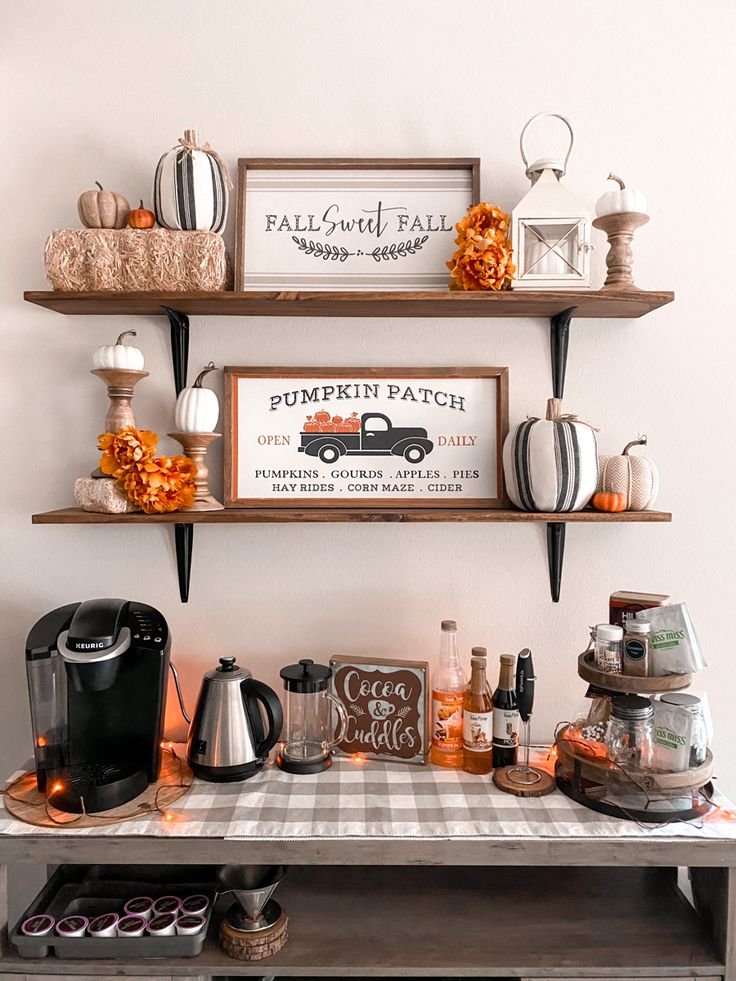 Seasonal Coffee Displays For Farmhouse Coffee Bar