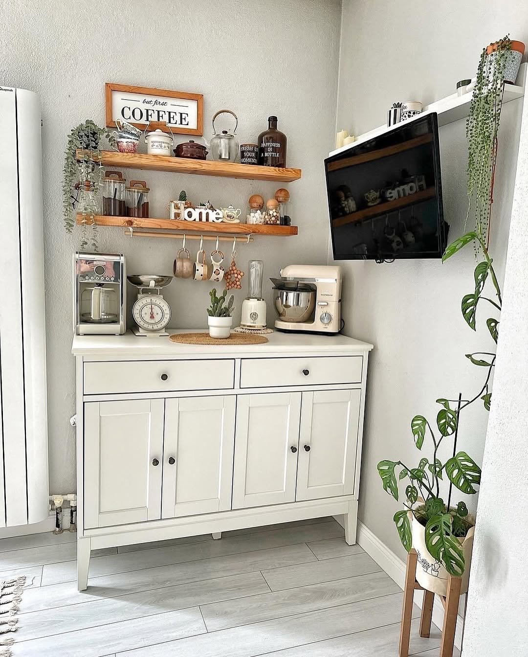 Vintage Cabinet For Farmhouse Coffee Bar